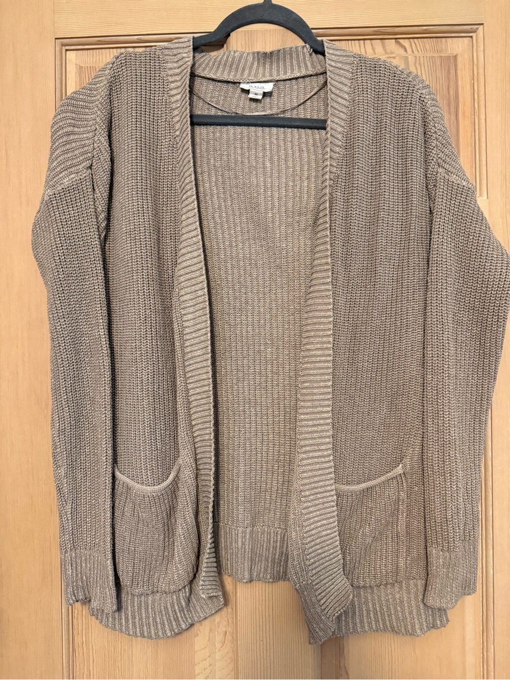 a.n.a Taupe Open-Front Pocket Cardigan